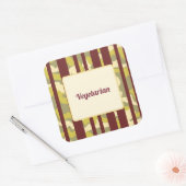 Camo Stripes Party Food Vegetarian Vierkante Sticker (Envelop)