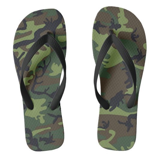 Camo Summer Green Brown Tan Sandals Teenslippers (Voetbed)