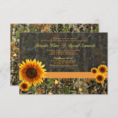 Camo Sunflower Wedding Invitation Kaart (Voorkant / Achterkant)