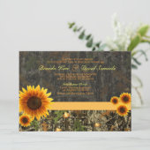 Camo Sunflower Wedding Invitation Kaart (Staand voorkant)
