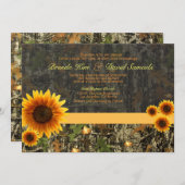 Camo Sunflower Wedding Invitation Kaart (Voorkant / Achterkant)