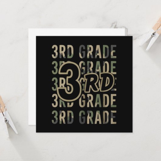 Camo Team 3e klas Squad Terug naar de leraar Kaart (Voorkant / Achterkant in situ)