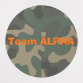 Camo Team Labels, Schattige voor feesten en evenem Labels (Design 1)