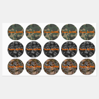 Camo Team Labels, Schattige voor feesten en evenem Labels