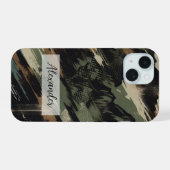 Camo Telefoonhoes met Mountain Silhouette iPhone 15 Case (Achterkant horizontaal)