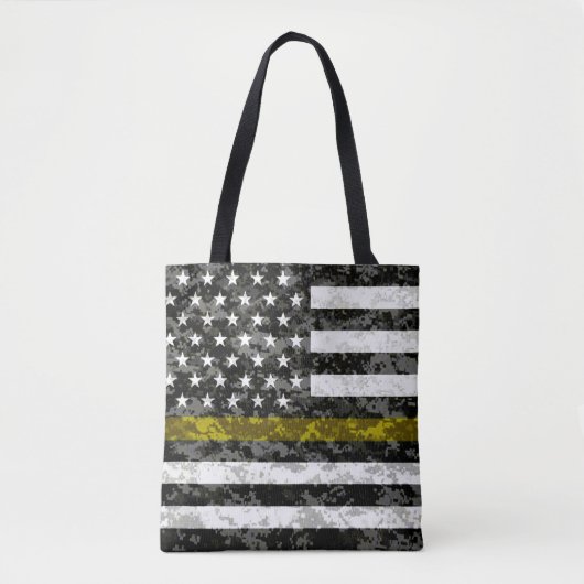 Camo Thin Yellow Line Flag Tote Bag (Voorkant)