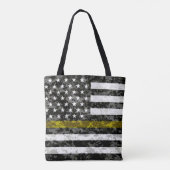 Camo Thin Yellow Line Flag Tote Bag (Achterkant)