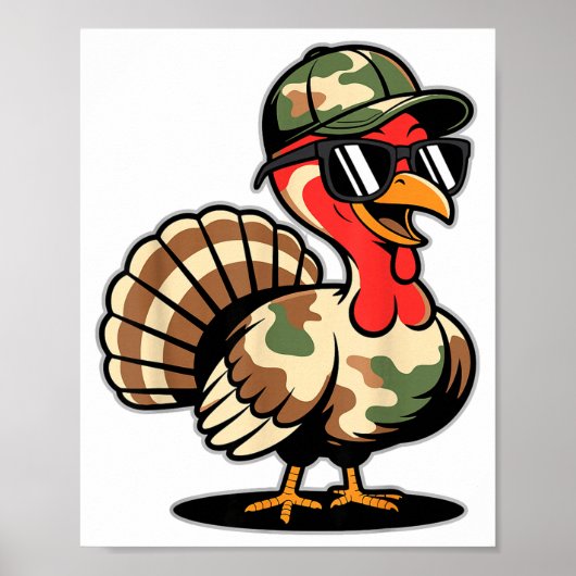 Camo Turkey Day Hunting Fall Thanksgiving Poster (Voorkant)