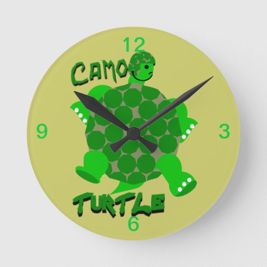 Camo Turtle Clock Ronde Klok (Voorkant)