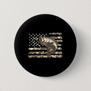 Camo US Flag B Fish Cool Gevist Patriottische Mann Ronde Button 5,7 Cm