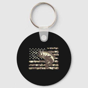 Camo US Flag B Fish Cool Gevist Patriottische Mann Sleutelhanger