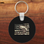 Camo US Flag B Fish Cool Gevist Patriottische Mann Sleutelhanger (Voorkant)