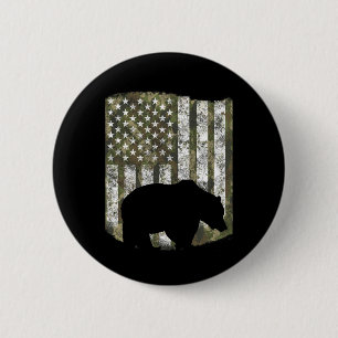 Camo US Flag Beer Grizzly camouflagejager Ronde Button 5,7 Cm