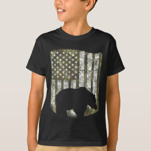 Camo US Flag Beer Grizzly camouflagejager T-shirt
