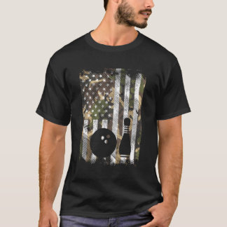 Camo US Flag Bowling  Patriottische Bowler Mannen T-shirt