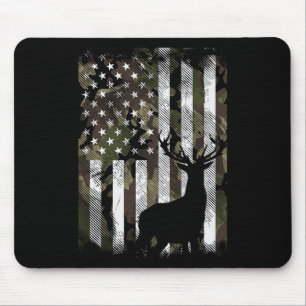 Camo Us Flag Deer Elk Buck Camoflage Hunte Muismat
