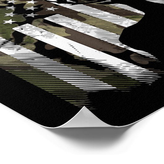 Camo US Flag Deer Elk Buck Camoflage Hunte Poster (Hoek)