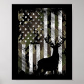 Camo US Flag Deer Elk Buck Camoflage Hunte Poster (Voorkant)