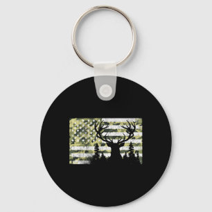 Camo Us Flag Deer Elk Buck Camoflage Hunte Sleutelhanger