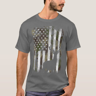 Camo US Flag Deer Elk Buck Camoflage Hunte T-shirt