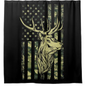 Camo US Flag Deer Elk Buck Camoflage Hunting Douchegordijn (Voorkant)