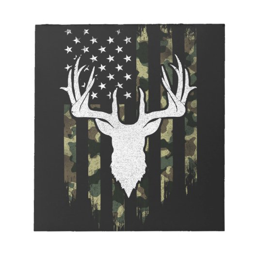 Camo Us Flag Deer Elk Buck Camoflage Hunting Notitieblok (Voorkant)