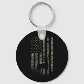 Camo Us Flag Deer Elk Buck Camouflage Hunting Hunt Sleutelhanger (Voorkant)