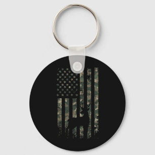 Camo Us Flag Deer Elk Buck Camouflage Hunting Hunt Sleutelhanger