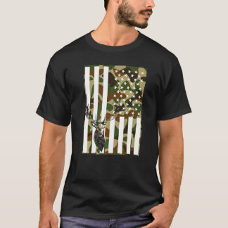 Camo US Flag Deer Hunting Hunting T-shirt