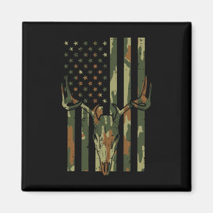 Camo Us Flag Deer Skull  Hunting Patriotic Magneet