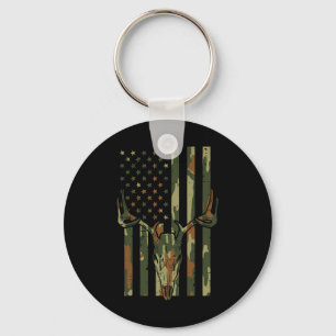 Camo Us Flag Deer Skull  Hunting Patriotic Sleutelhanger