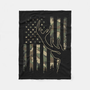 Camo US Flag Elk Buck Camouflage Herten Jacht Fleece Deken