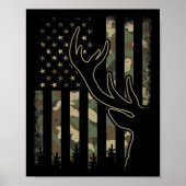 Camo US Flag Elk Buck Camouflage Herten Jacht Poster (Voorkant)