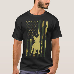 Camo US Flag French Bulldog Frenchie Patriot Dog L T-shirt
