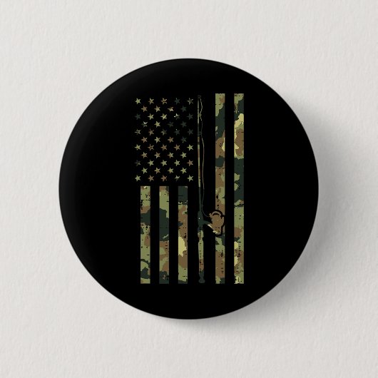 Camo US Flag Gevist Rod Pole Patriottische Fi Ronde Button 5,7 Cm (Voorkant)