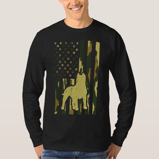 Camo US Flag Pitbull  Patriot Pittie Dog Lo T-shirt (Voorkant)