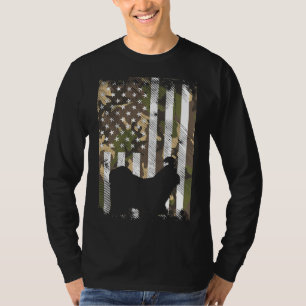 Camo Us Flag Shih Tzu  Patriotic Dog Owner T-shirt