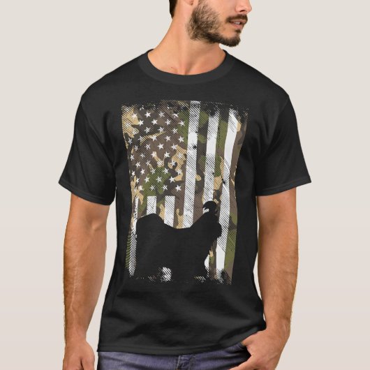 Camo Us Flag Shih Tzu  Patriotic Dog Owner T-shirt (Voorkant)