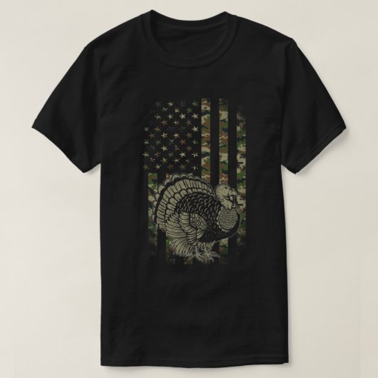 Camo US Flag Turkey Day Hunting Thanksgivi T-shirt (Design voorkant)