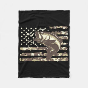 Camo Us Vlag Byss Vis Cool Vissen Patriottische Ma Fleece Deken