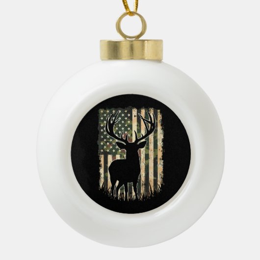 Camo US Vlag Heren Jagen Camouflage Hunter Keramische Bal Ornament (Voorkant)