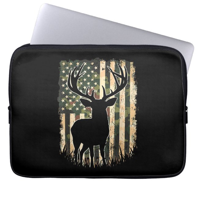Camo US Vlag Heren Jagen Camouflage Hunter Laptop Sleeve (Voorkant)