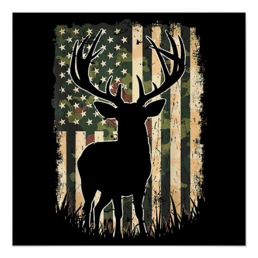 Camo US Vlag Heren Jagen Camouflage Hunter Perfect Poster (Voorkant)