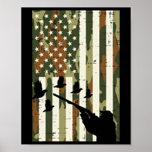 Camo US Vlag Kwartel Fazant Jagen Upland Hunt Pa Poster