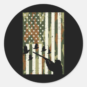Camo US Vlag Kwartel Fazant Jagen Upland Hunt Pa Ronde Sticker
