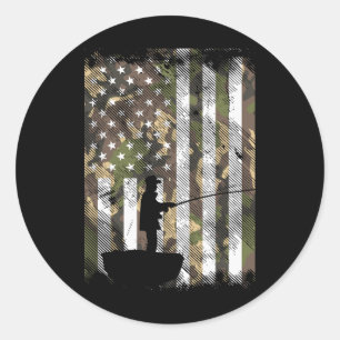 Camo US Vlag Visser Vintage Vist Patriottisch A Ronde Sticker