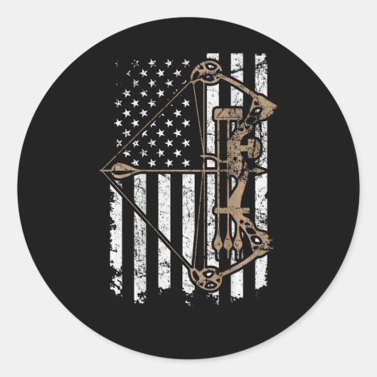 Camo Usa Flag Archery Compound Bow - Bow Hunter (o Ronde Sticker (Voorkant)
