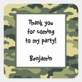 Camo Verjaardagsfeestje Favor Sticker groen
