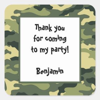 Camo Verjaardagsfeestje Favor Sticker groen