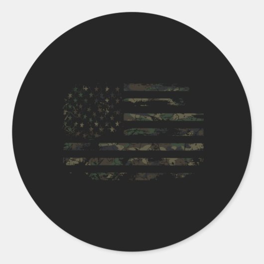 Camo verontruste Amerikaanse vlag Ronde Sticker (Voorkant)